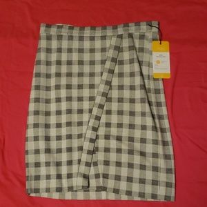CAbi black and white checkered skirt
